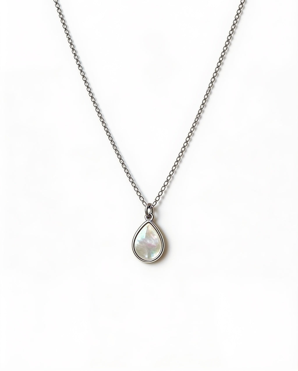 Elegantes Perlmutt-Collier „Tropfen“ aus 925 Sterlingsilber, rhodiniert – 45 cm