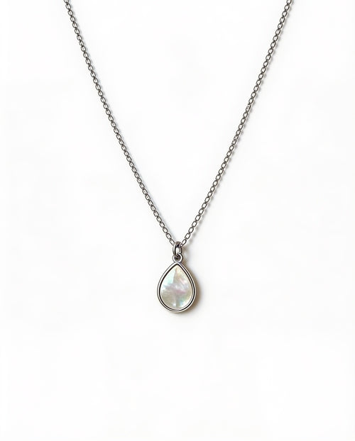 Elegantes Perlmutt-Collier „Tropfen“ aus 925 Sterlingsilber, rhodiniert – 45 cm