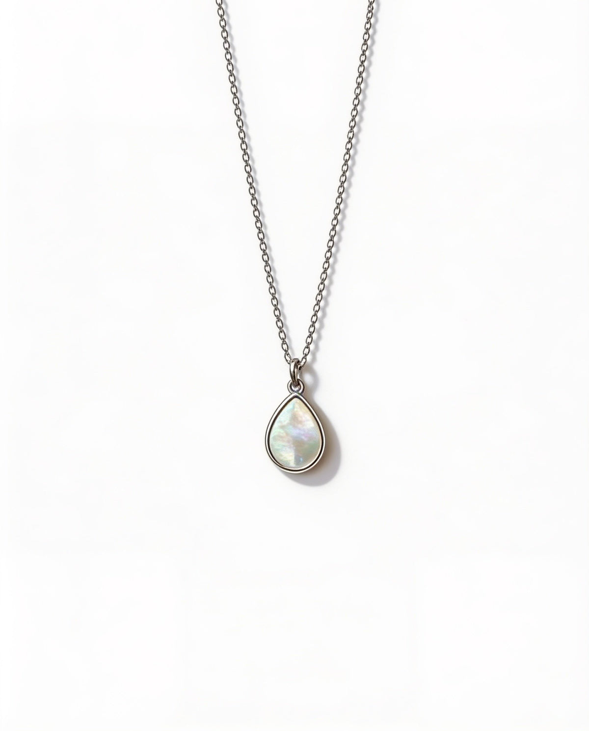 Elegantes Perlmutt-Collier „Tropfen“ aus 925 Sterlingsilber, rhodiniert – 45 cm