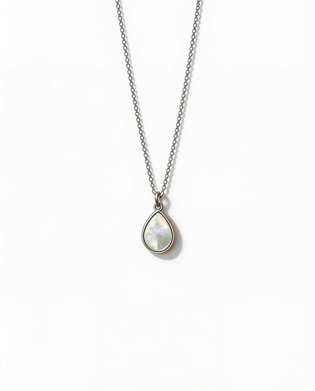Elegantes Perlmutt-Collier „Tropfen“ aus 925 Sterlingsilber, rhodiniert – 45 cm