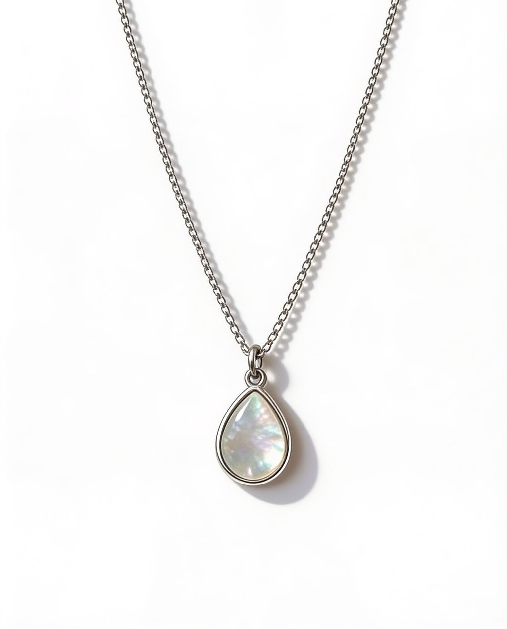 Elegantes Perlmutt-Collier „Tropfen“ aus 925 Sterlingsilber, rhodiniert – 45 cm